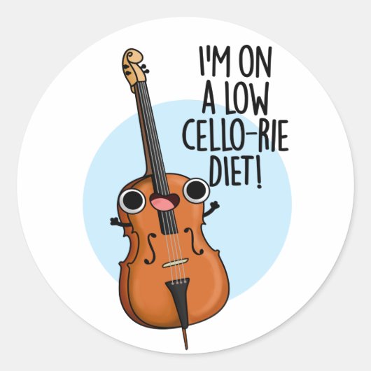 Ik zit op een laag cello-rijdieet grappig cello wo ronde sticker (Voorkant)