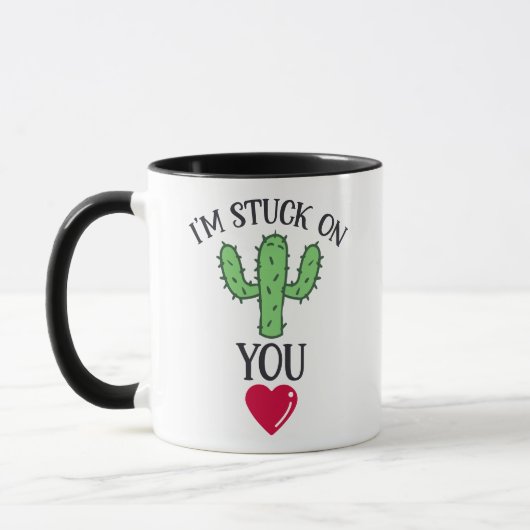 'Ik zit vast aan je' Cactus Quote Mok (Links)