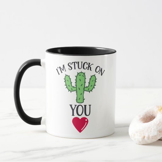 'Ik zit vast aan je' Cactus Quote Mok (Met donut)