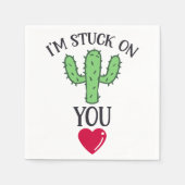'Ik zit vast aan je' Cactus Quote Servet (Voorkant)