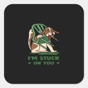 Ik Zit Vast Aan Jou Grappig Valentijnsdag Spelend  Vierkante Sticker