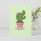 Ik zit vast aan jou: Mooie Cactus Valentijnsdag  Feestdagenkaart (Staand voorkant)