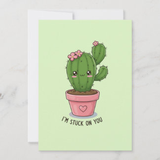 Ik zit vast aan jou: Mooie Cactus Valentijnsdag Feestdagenkaart