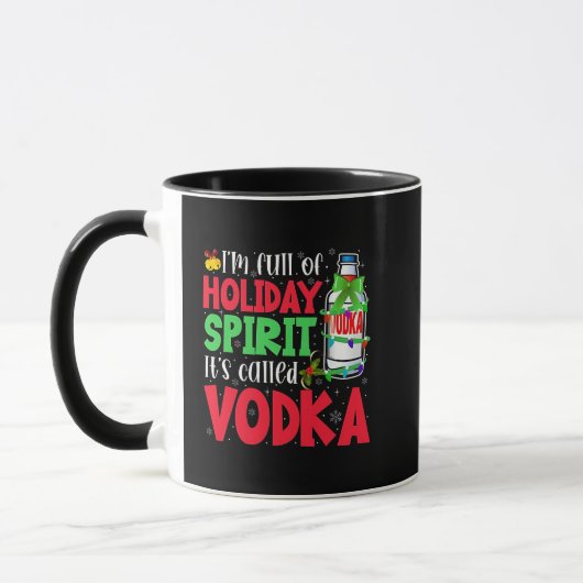 Ik zit vol kerstgeest, het heet Vodka Kerstmis Mok (Links)