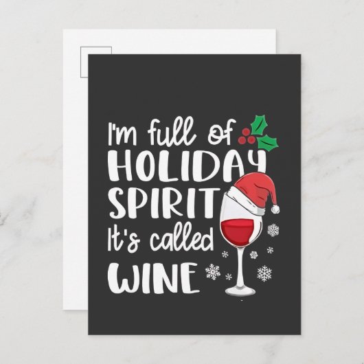 Ik zit vol kerstgeest, het heet wijn Kerstmis Uitnodiging Briefkaart (Voorkant / Achterkant)
