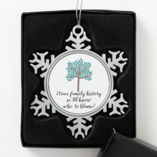 Ik zoek familiegeschiedenis zodat ik weet wie ik d tin sneeuwvlok ornament