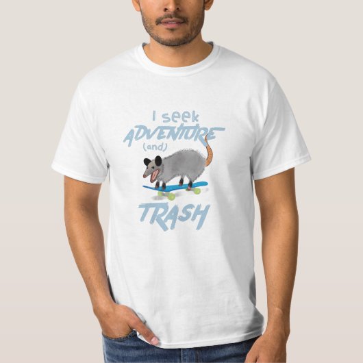 IK ZOEK NAUWKEURIG EN TRASH OPOSSUM T-SHIRT (Voorkant)