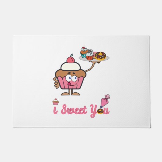 Ik zoet je met een Cupcake Deurmat (Voorkant)