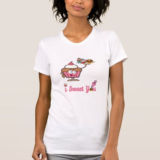 Ik zoet je met een Cupcake T-shirt (Voorkant)