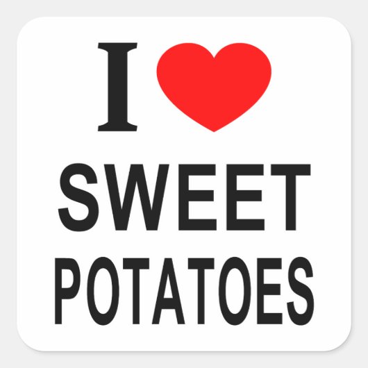 IK ❤️ ZOETE AARDAPPELEN IK HOU VAN ZOETE AARDAPPEL VIERKANTE STICKER (Voorkant)
