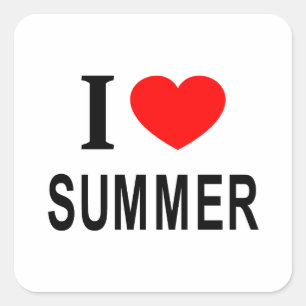Ik ❤️ ZOMER Ik HOU VAN ZOMER Ik HEB ZOMERHART Vierkante Sticker