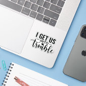 Ik zorg dat we in de problemen komen sticker (Laptop met iPhone)