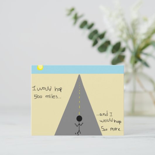 Ik zou 500 mijl helen... briefkaart (Staand voorkant)