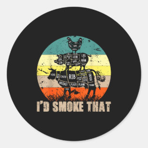 Ik zou die barbecue retro grill vintage roken ronde sticker