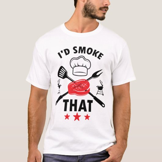 Ik zou die grappige BBQ Grilling Gift roken. T-shirt (Voorkant)