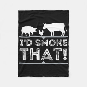 Ik zou die grappige BBQ-roker Barbecue Pitmaster r Fleece Deken
