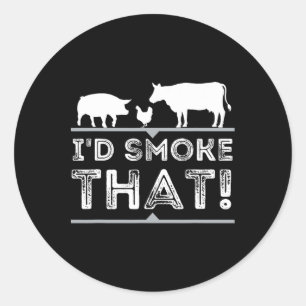 Ik zou die grappige BBQ-roker Barbecue Pitmaster r Ronde Sticker