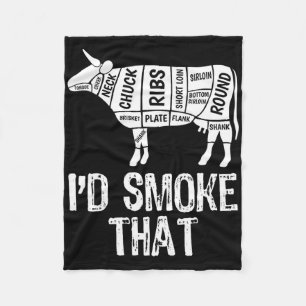 Ik zou die Koe BBQ roken grillen barbecue M Fleece Deken