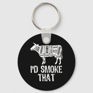 Ik zou die Koe BBQ roken grillen barbecue M Sleutelhanger