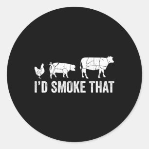 Ik zou die leuke BBQ-roker-chef roken Ronde Sticker
