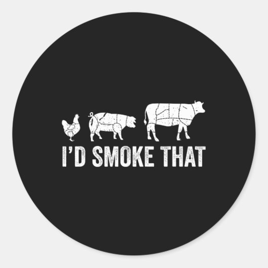 Ik zou die leuke BBQ-roker-chef roken Ronde Sticker (Voorkant)