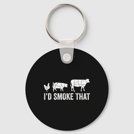 Ik zou die leuke BBQ-roker-chef roken Sleutelhanger (Voorkant)