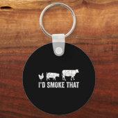 Ik zou die leuke BBQ-roker-chef roken Sleutelhanger (Voorkant)