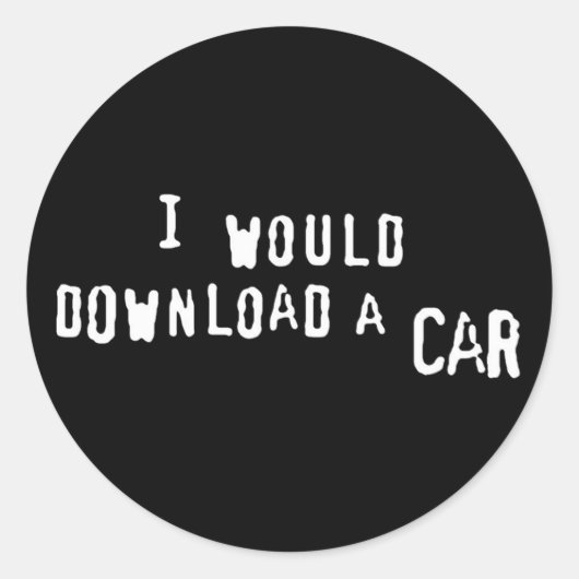 Ik zou een auto downloaden ronde sticker (Voorkant)