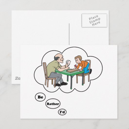 Ik zou eerder Cribbage spelen Briefkaart (Voorkant / Achterkant)