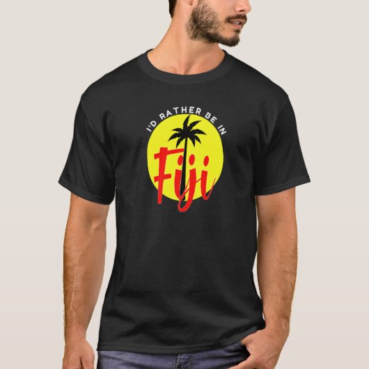 Ik zou eerder in Fiji zijn - Beach Vacation Blue P T-shirt (Voorkant)