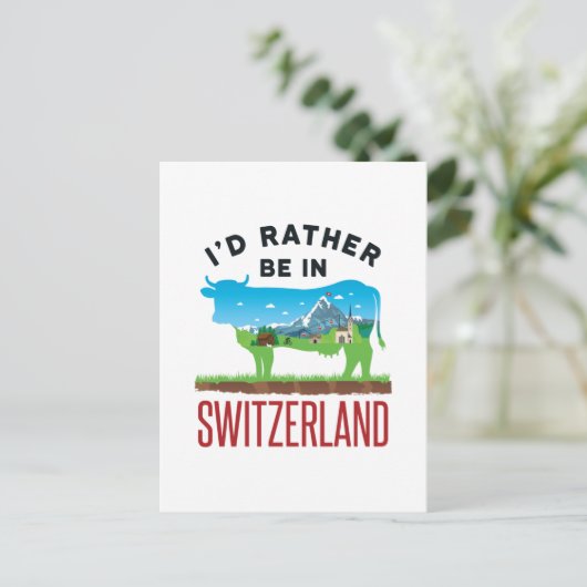 Ik zou eerder in Zwitserland zijn... Zwitserse gev Briefkaart (Staand voorkant)