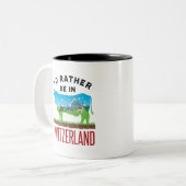 Ik zou eerder in Zwitserland zijn... Zwitserse gev Tweekleurige Koffiemok (Voorkant links)
