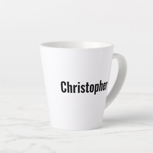 Ik zou graag een dubbelzijdige latte mok met naam (Rechterhoek)