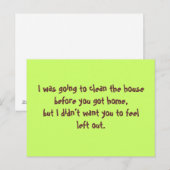 Ik zou het huis schoonmaken voordat je... briefkaart (Voorkant / Achterkant)