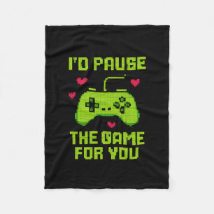 Ik zou het spel voor je pauzeren 8-bit Gamer Nieuw Fleece Deken