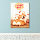 IK ZOU JE | CORGI LOVER GIFT CANVAS AFDRUK (Insitu (Houten vloer))