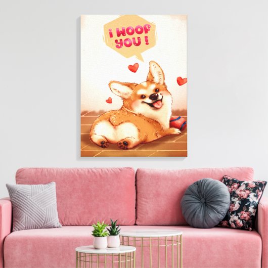 IK ZOU JE | CORGI LOVER GIFT CANVAS AFDRUK (Insitu (Woonkamer))