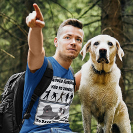 "Ik zou je overgeven aan zombies", klinkt het T-shirt