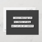 Ik zou je uitdagen tot een gevecht om de wensen, m briefkaart (Voorkant / Achterkant)