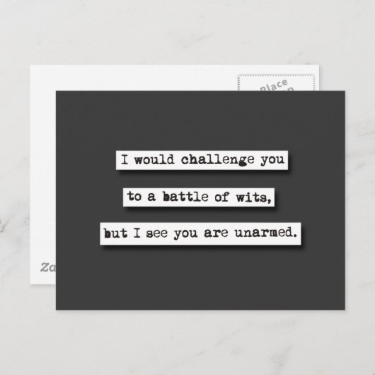 Ik zou je uitdagen tot een gevecht om de wensen, m briefkaart (Voorkant / Achterkant)