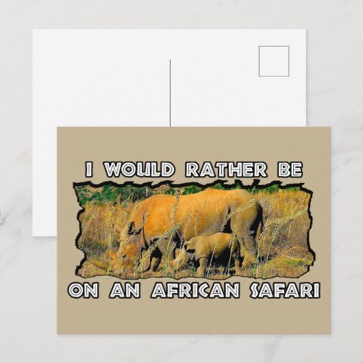 Ik zou liever Afrikaanse Safari Rhino Reeds hebben Feestdagenkaart (Voorkant / Achterkant)