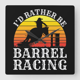 Ik zou liever Barrel Racing Retro Cowgirl Rodeo T- Vierkante Klok