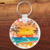 Ik zou liever bij de Schilderachtig ZonnesetSleute Sleutelhanger (Achterkant)