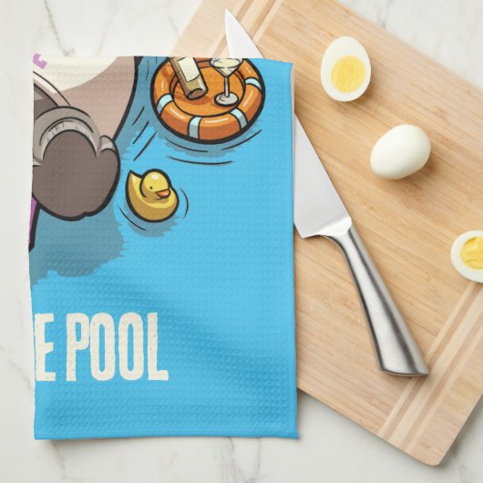 Ik zou liever bij het zwembad neushoornfeest dier  theedoek (Quarter Fold)