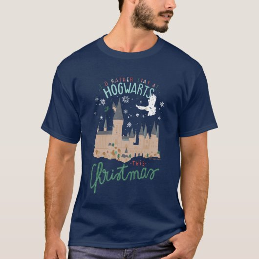 Ik zou liever bij Hogwarts blijven deze kerst T-shirt (Voorkant)