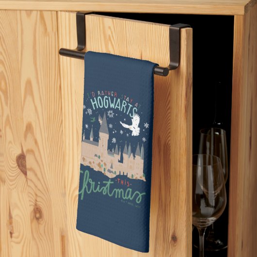 Ik zou liever bij Hogwarts blijven deze kerst Theedoek (Derde Gevouwen)