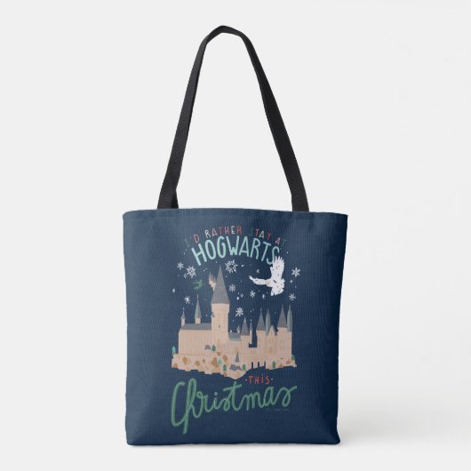 Ik zou liever bij Hogwarts blijven deze kerst Tote Bag (Achterkant)