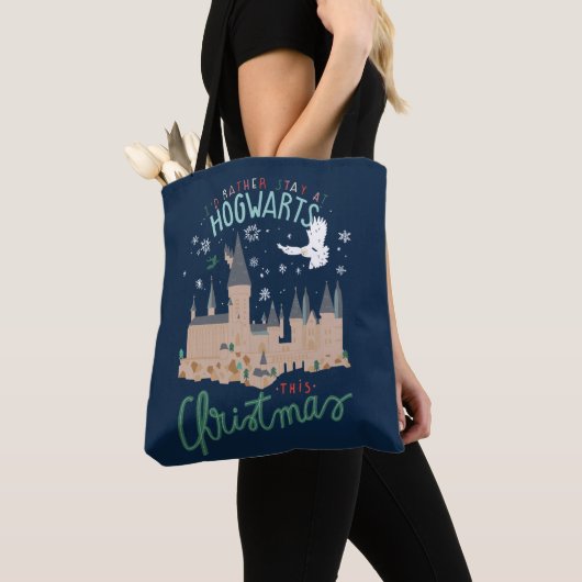 Ik zou liever bij Hogwarts blijven deze kerst Tote Bag (Dichtbij)