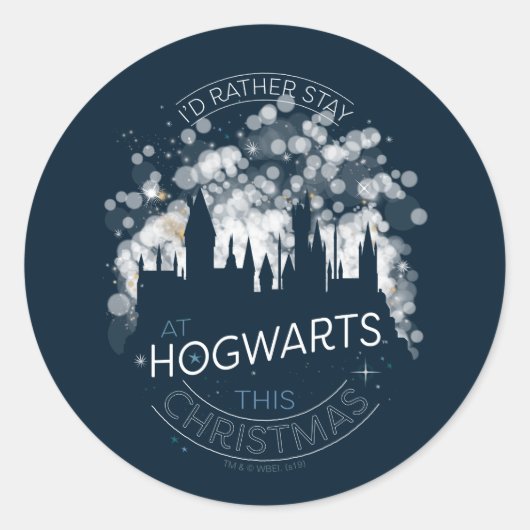 Ik zou liever bij HOGWARTS™ Magic Lights Art blijv Ronde Sticker (Voorkant)