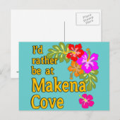 Ik zou liever bij Makena Cove Hawaii zijn Briefkaart (Voorkant / Achterkant)